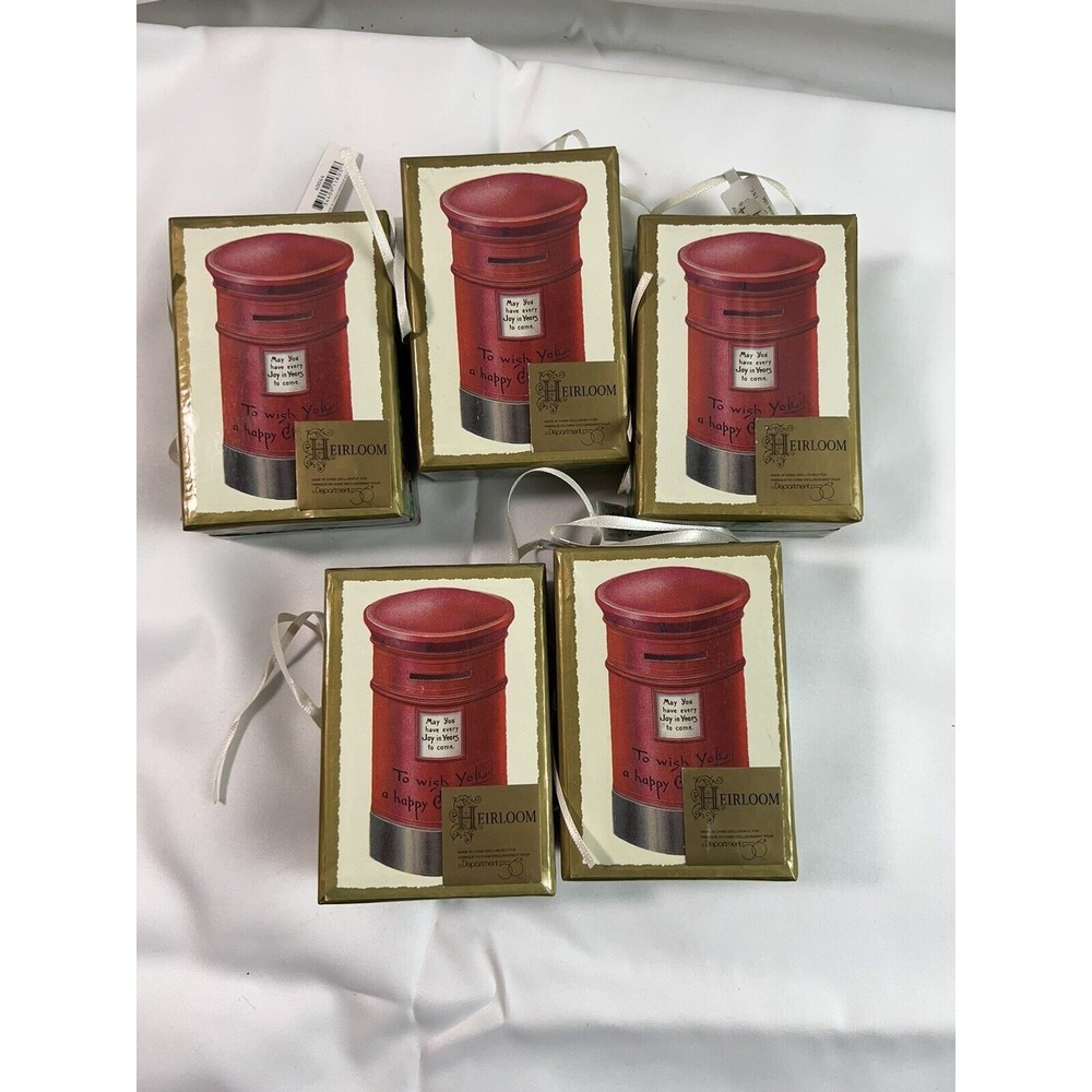 5‎ Vtg Retired Heirloom Dept 56 Display Stacking Boxes Mailbox Xmas Ornament NWT